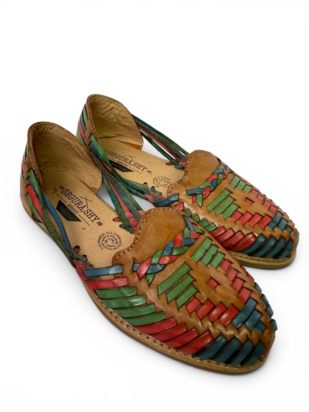Segura Shy Mexico Woven Leather Huarache Flats Multicolor Women’s Size 7